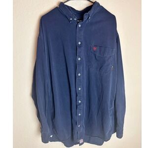 Ariat Navy Blue Button Up Long Sleeve Casual Shirt Tall Size 3XL